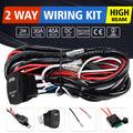 Black 2 metre off road LED spotlight wiring harness with integrated switch and one lamp
