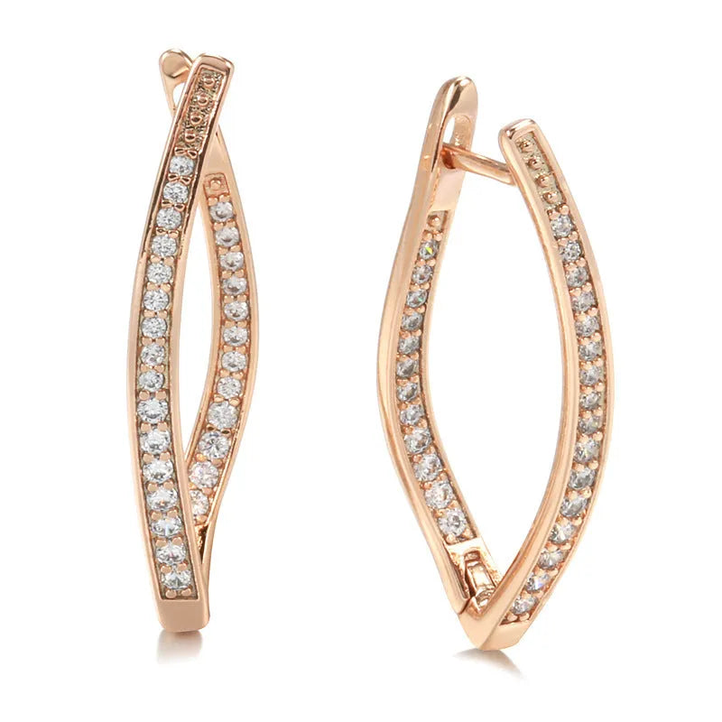 Geometric-shaped zircon eardrop earrings for women in H0493 colour, made from copper.