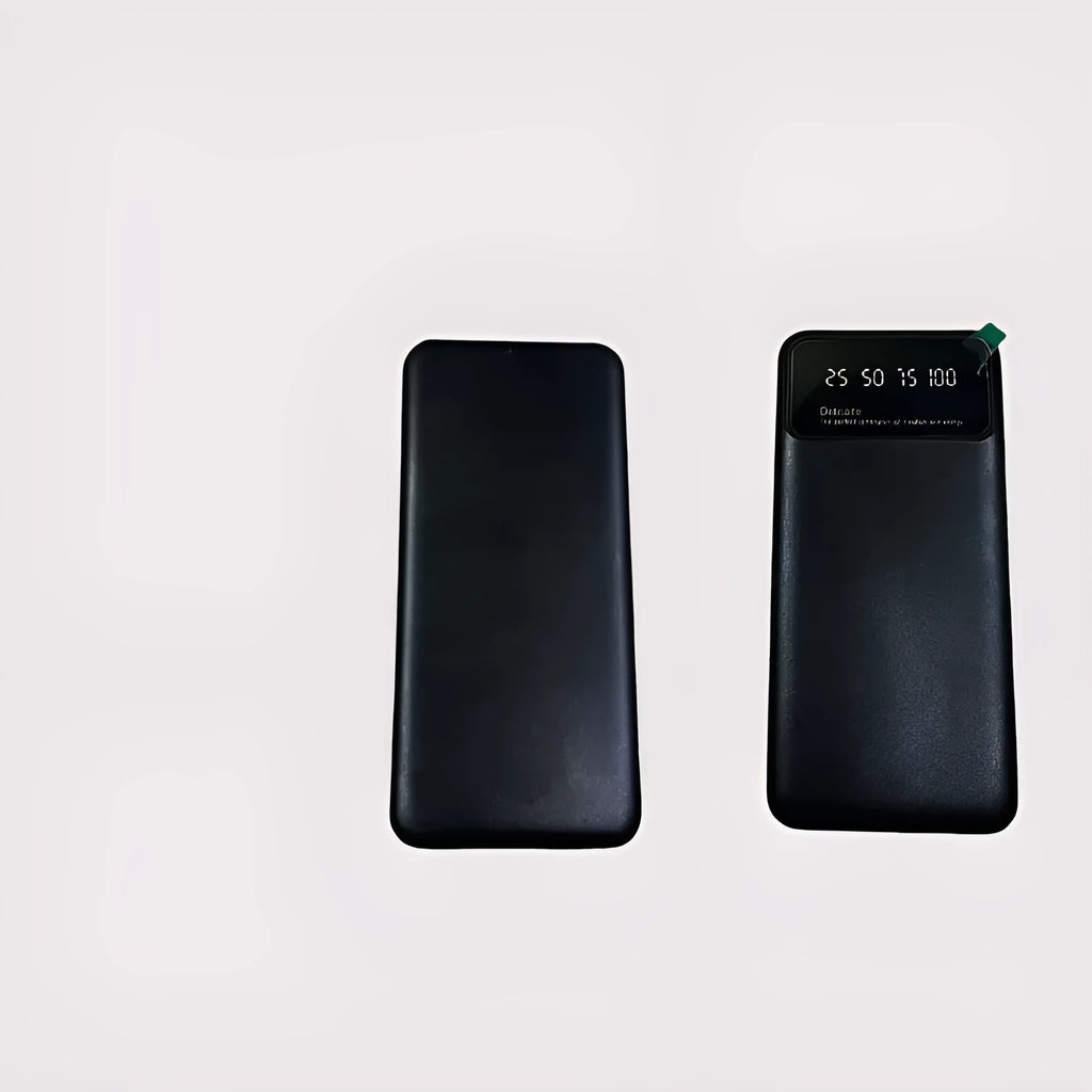 Ultra-thin black power bank showing compact design with 10000mAh capacity