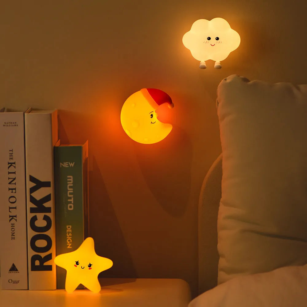 Moon XINGX Cloud silicone night light with magnetic suction and built-in battery, warm light cartoon design