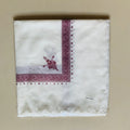 Printed square polyester scarf showing 138x138cm dimensions with colourful design options