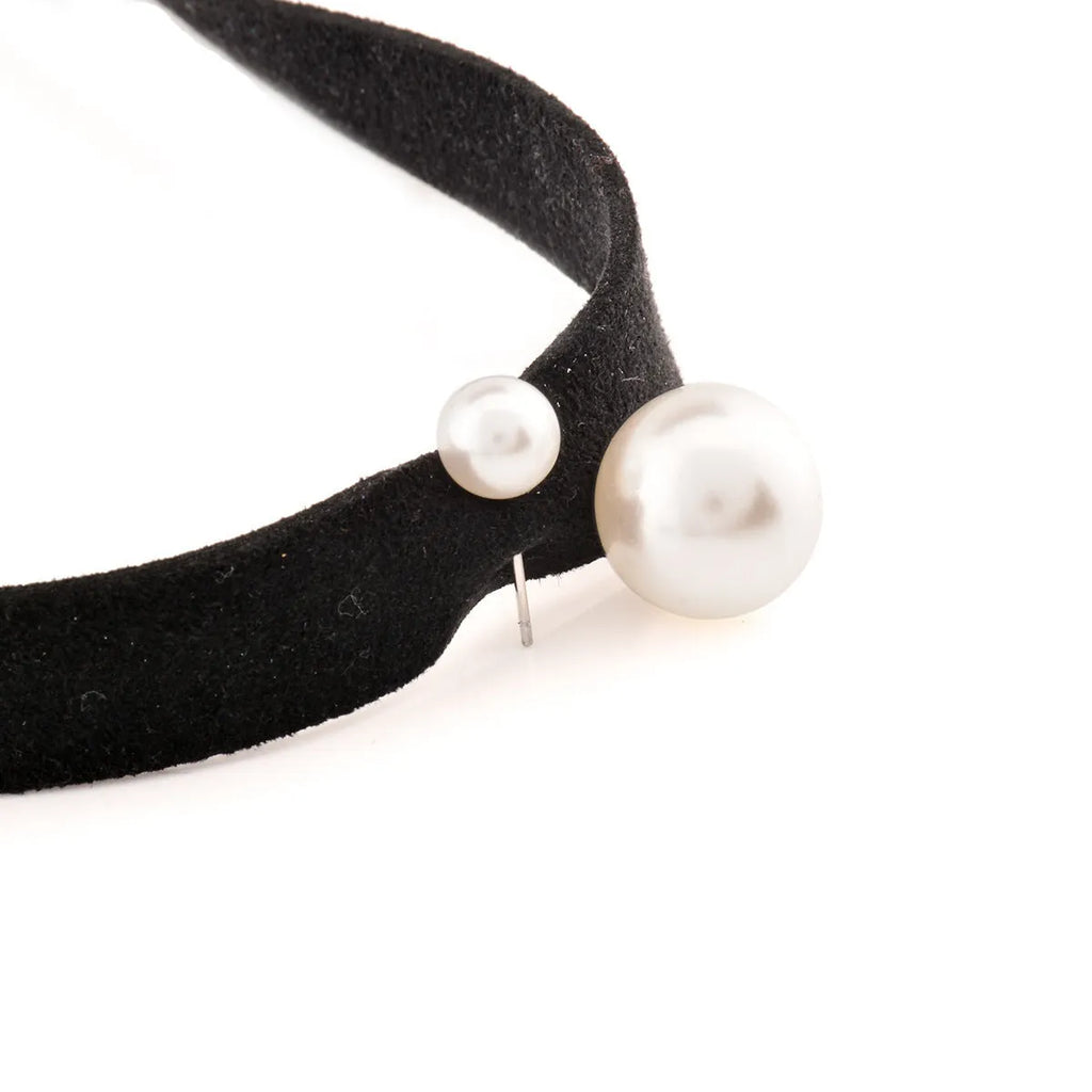 Black hand-woven yarn necklace with simple cute college style on display