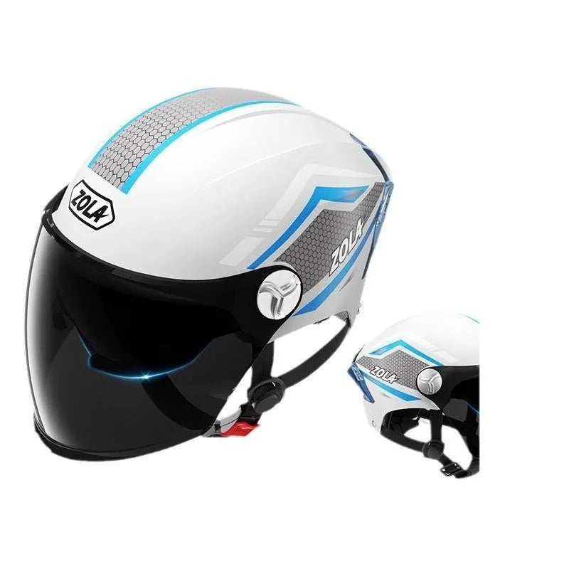 3C certified ABS universal motorcycle half helmet with double mirror sun visor in various colours
