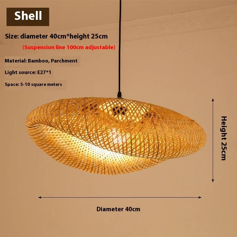 40cm diameter natural bamboo Chinese style chandelier ceiling light fixture