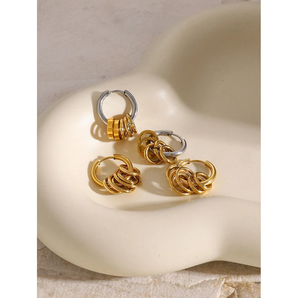 Stainless steel electroplated colour matching earrings with ins style design