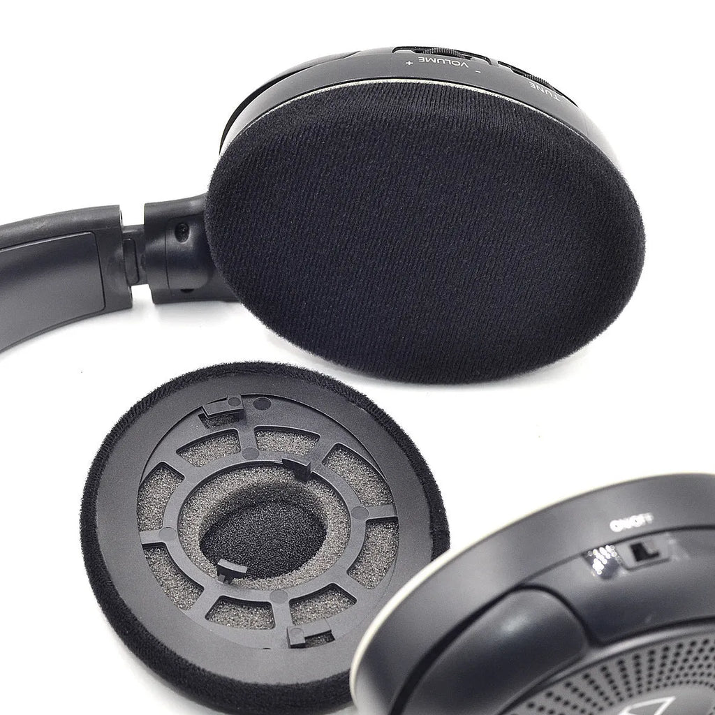 Replacement ear cushion for Sennheiser RS120 headphones, snap-on sponge tip in velvet or protein skin finish