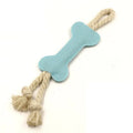 Bone-shaped dog chew toy with rope knot design in felt fabric, available in multiple colours