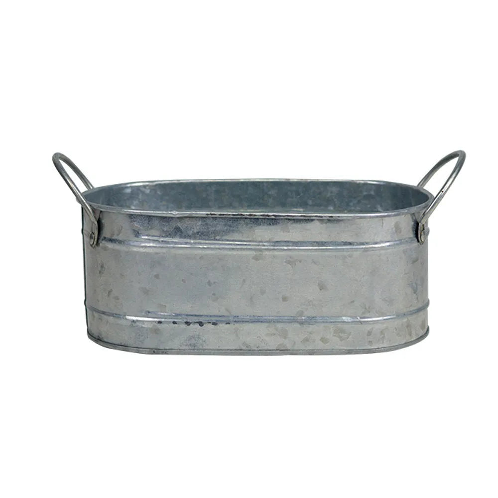 Iron desktop flower pot for succulents on a wooden table