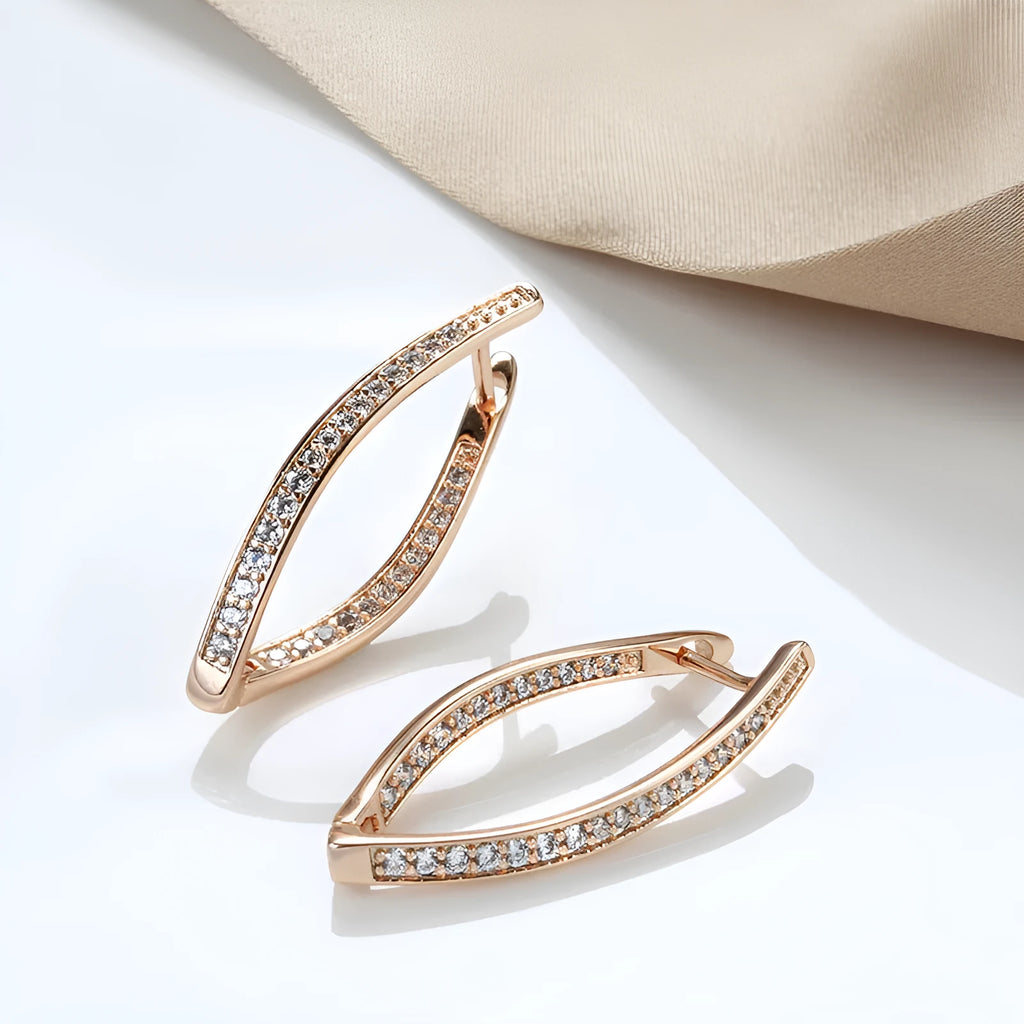 Geometric-shaped zircon eardrop earrings for women in H0493 colour, made from copper.