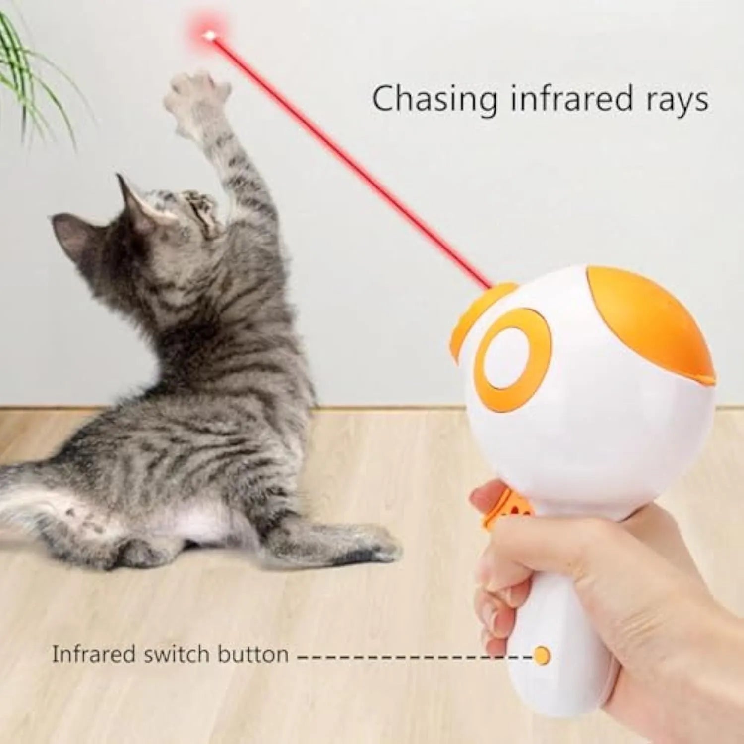 Green, orange, and pink interactive dog treat launcher toy measuring 15.5cm by 9cm by 8.5cm