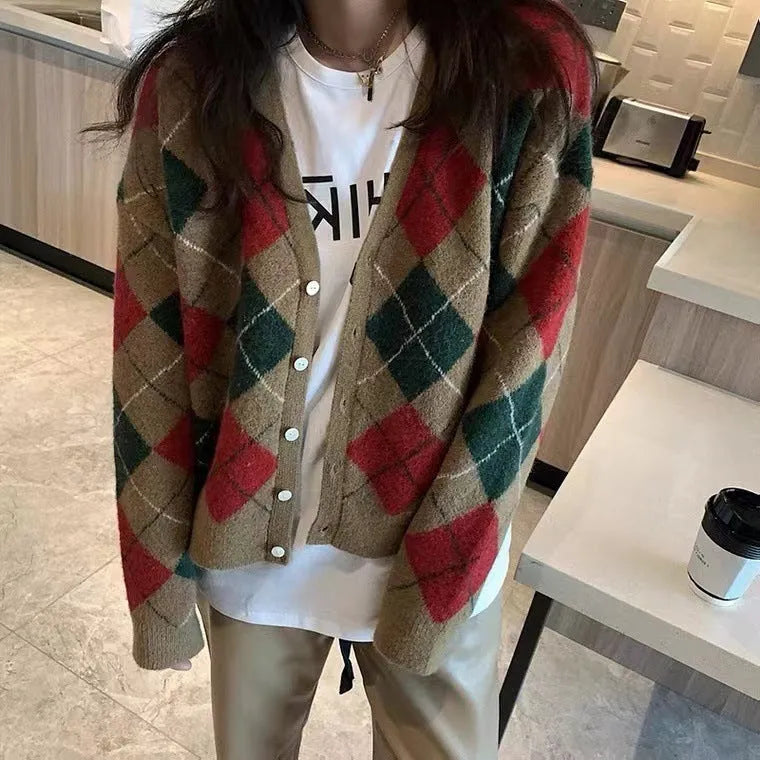 Acrylic knitted casual cardigan coat in macaron colours with regular sleeves