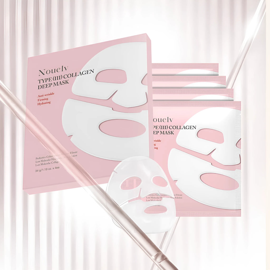 Collagen layered patch mask 4-piece box facial treatment for moisturising and rejuvenating skin