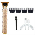 White carved retro electric hair clipper with rechargeable copper core motor for salon and home trimming