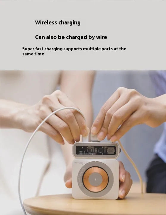Retro grey 225W 10000mAh wireless magnetic power bank with plastic shell