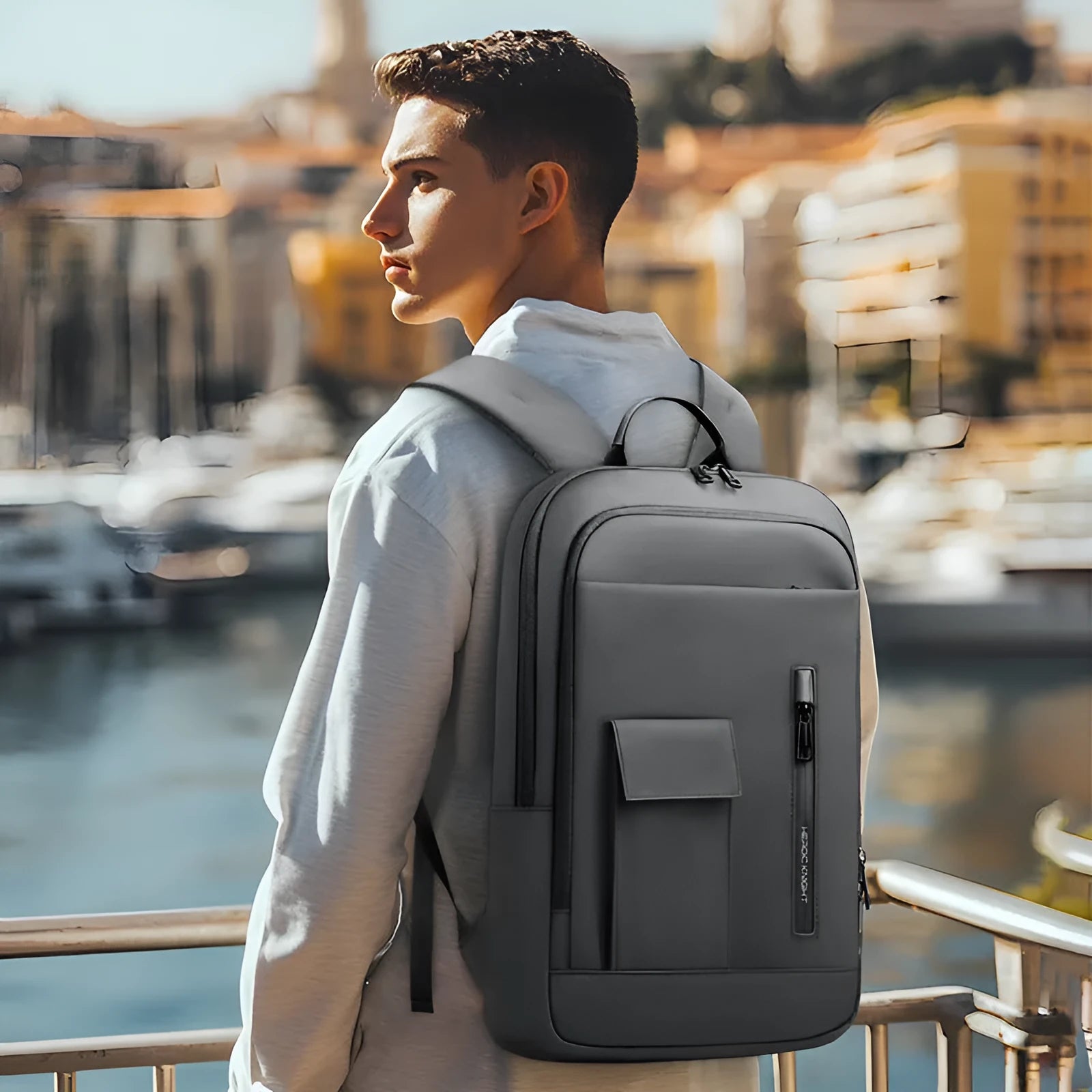 Men's Oxford cloth backpack in lightweight cross-border fashion style with sewing line detailing