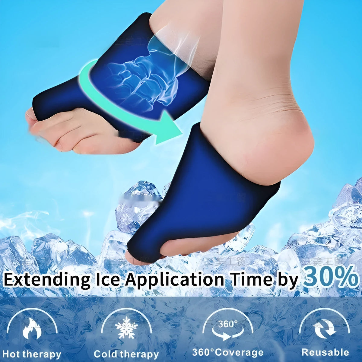 Cold and hot compress sports bag bootie in polyester, single foot cover in black, dark blue or pink
