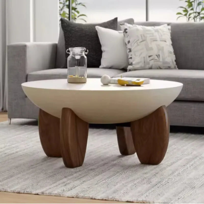 White adjustable height solid wood coffee table with storage compartment