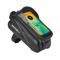 Black EVA PU leather bicycle top tube bag 22x14x11cm with inner pocket on bike frame