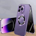 Magnetic iPhone case with anti-peep metal clip in various colours for iPhone 12, 13, 14, and 15 models