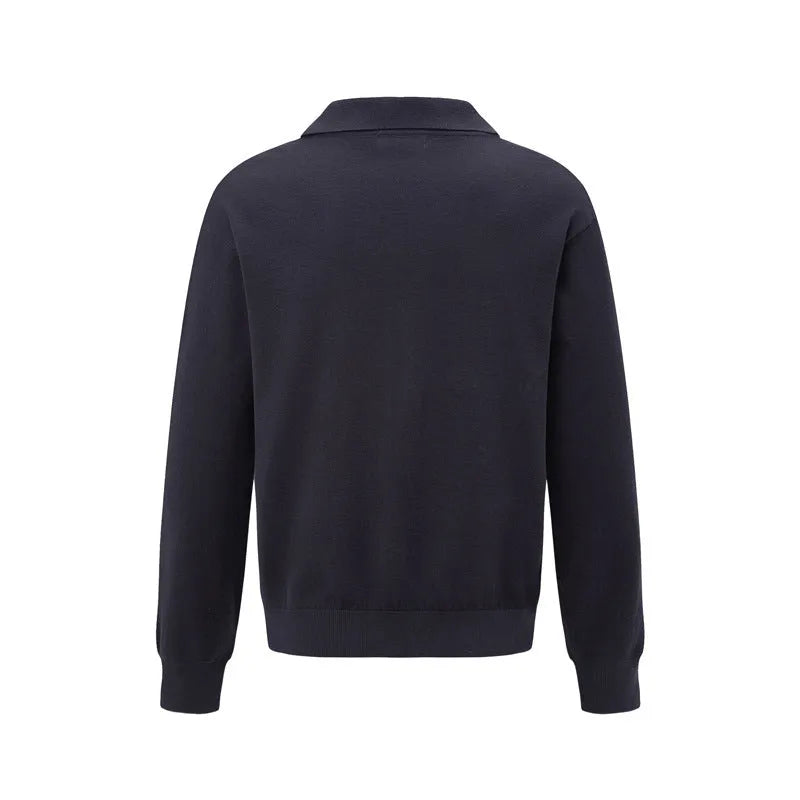 Loose chemical fibre blend pullover sweater in black, dark grey and creamy white colours