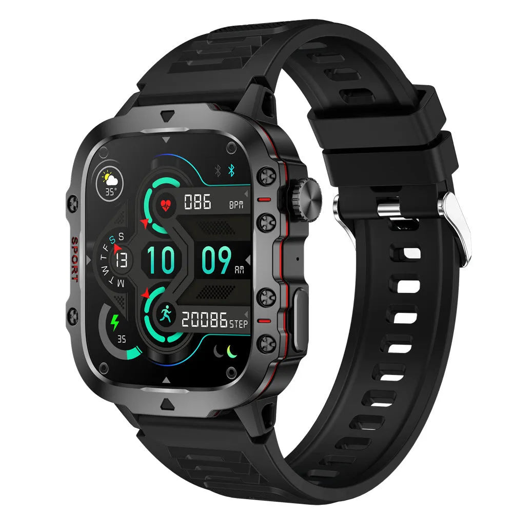 QX11 Smart Bluetooth Watch in black or khaki with TFT screen showing fitness stats
