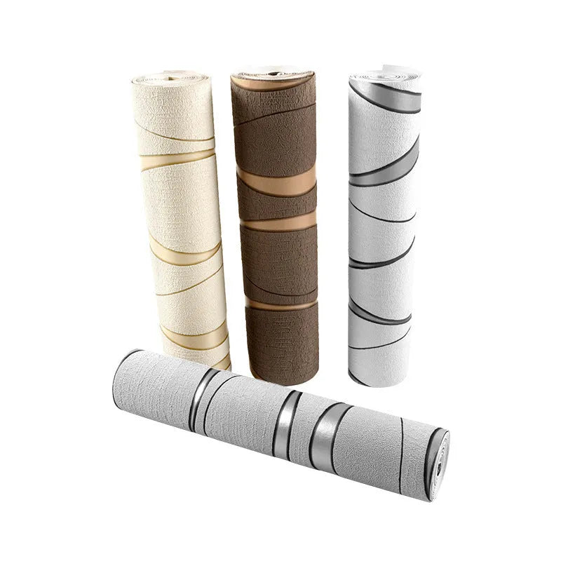 Curve stripe 3D decorative wallpaper in deerskin velvet for video walls
