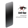 Anti-peeping tempered glass screen protector for iPhone on a phone display
