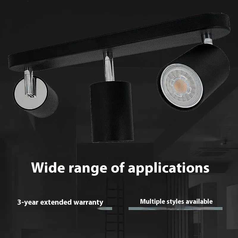 Ceiling anti-glare lamp with aluminium shell in white finish, three-head configuration, modern style