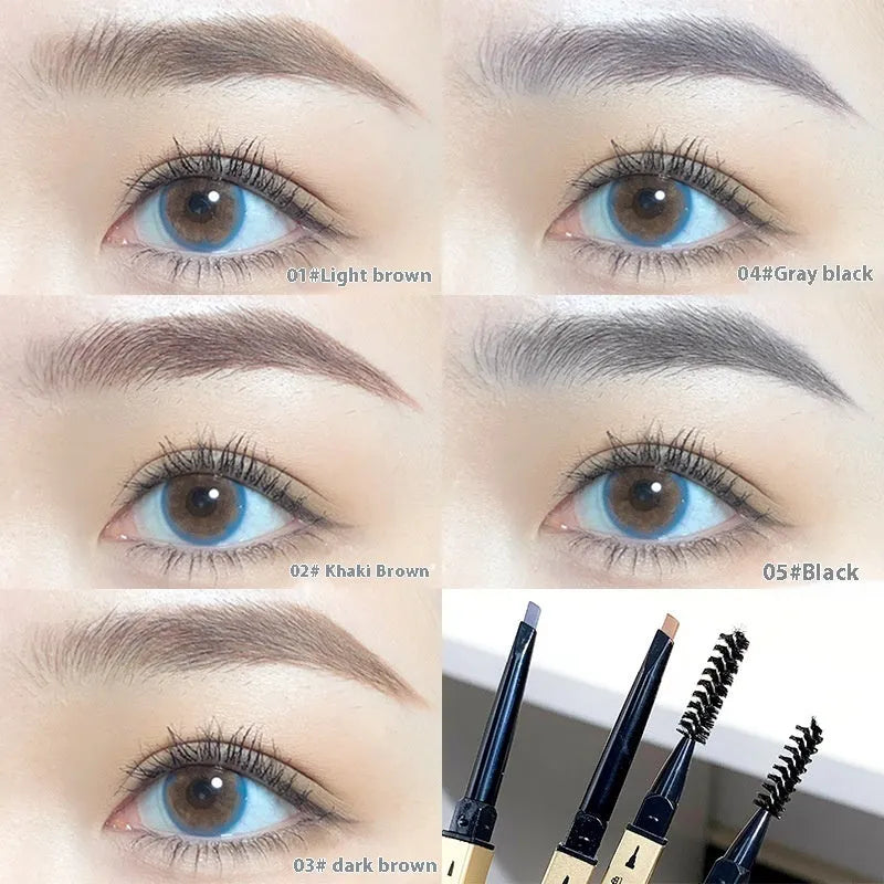 Gold chopsticks ultra-fine eyebrow pencil in five natural shades including brown, black and grey.