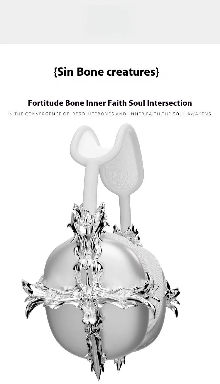 Gothic cross design resin cover for Apple AirPods Max headphones in black and silver colours