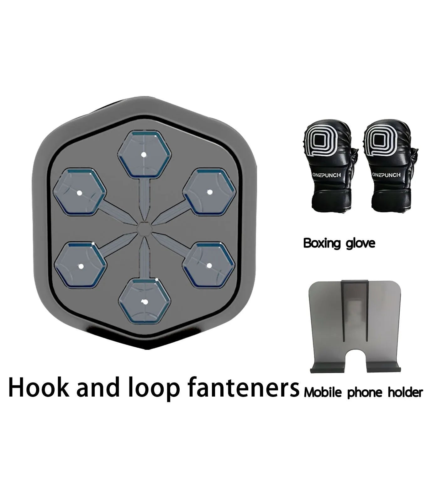Black smart boxing machine with Bluetooth connectivity and velcro straps for professional fitness training