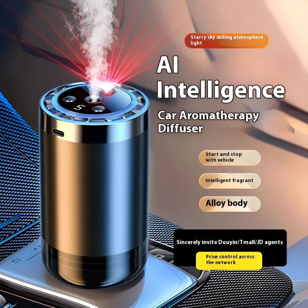 Starry Sky auto perfume sprayer with adjustable settings and six scent options, plastic or aluminium alloy shell