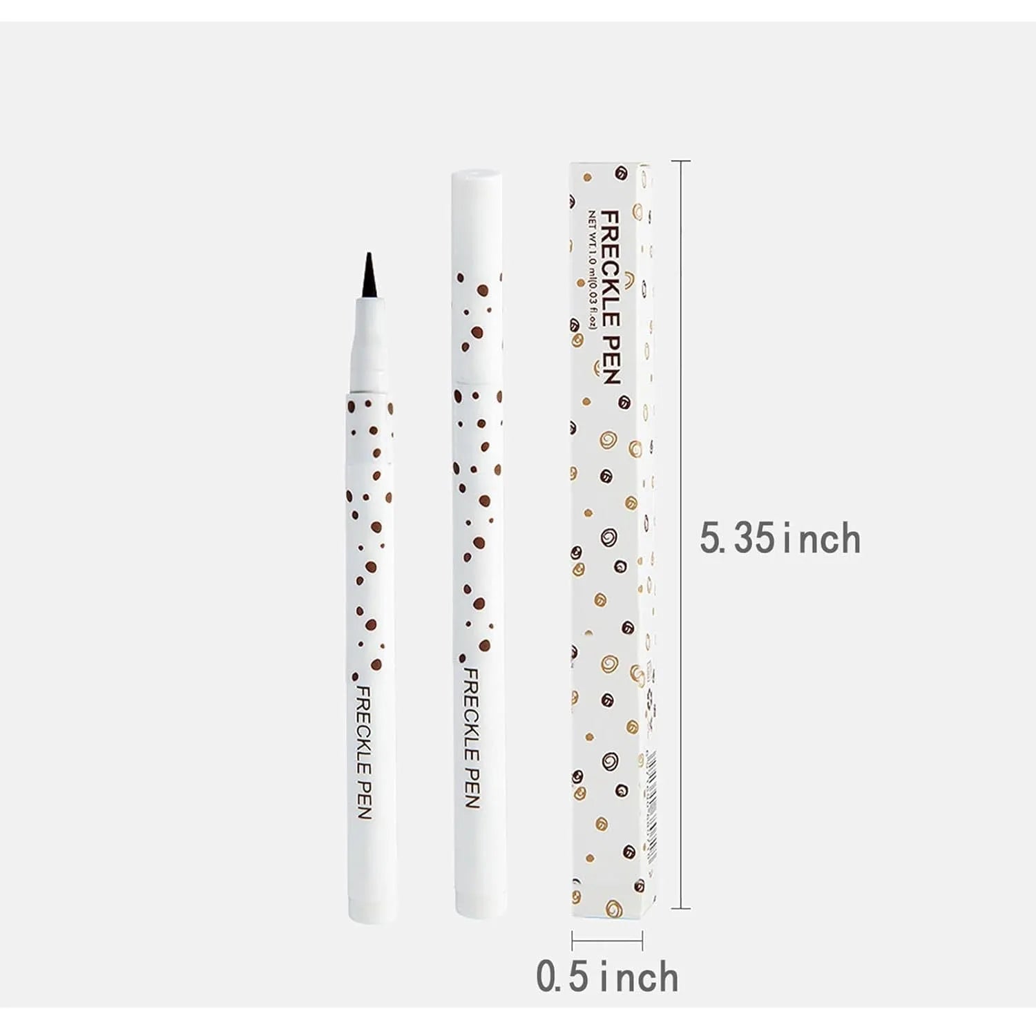 Dark brown waterproof freckle pen with precision tip for natural-looking makeup application.