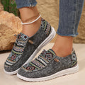 Women's black flat round toe low-top shoes with artificial PU upper and rubber soles