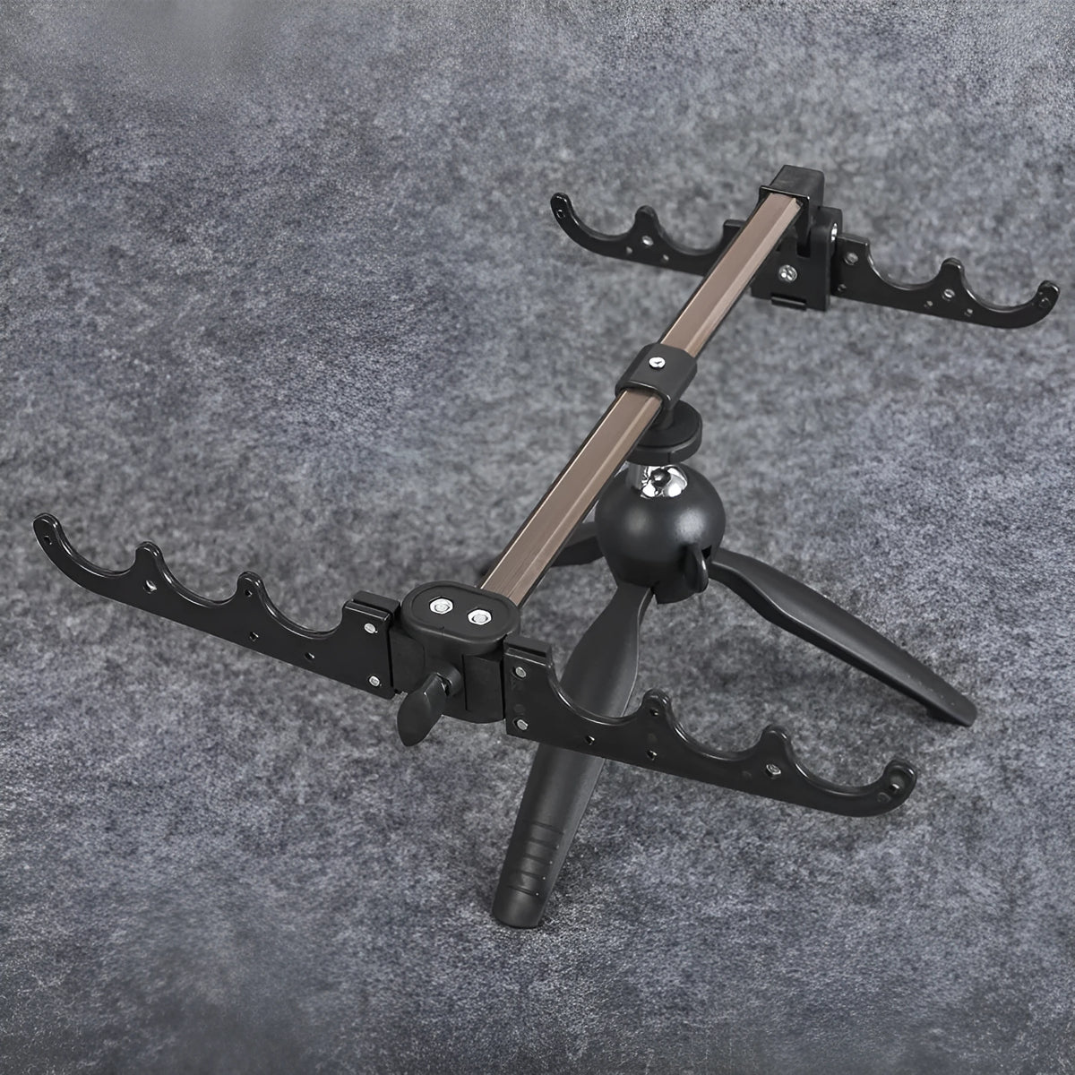 Aluminium alloy ice fishing rod holder bracket with triangle tripod legs