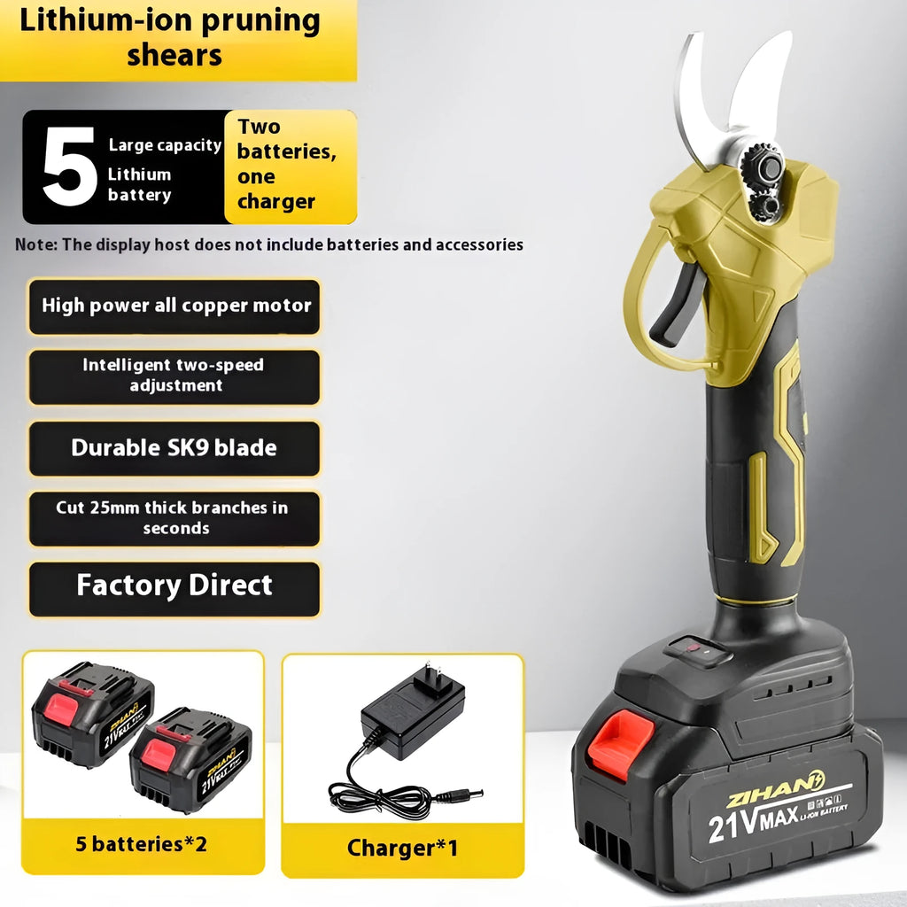 Electric pruning knife with lithium battery and brushless motor in plastic storage case