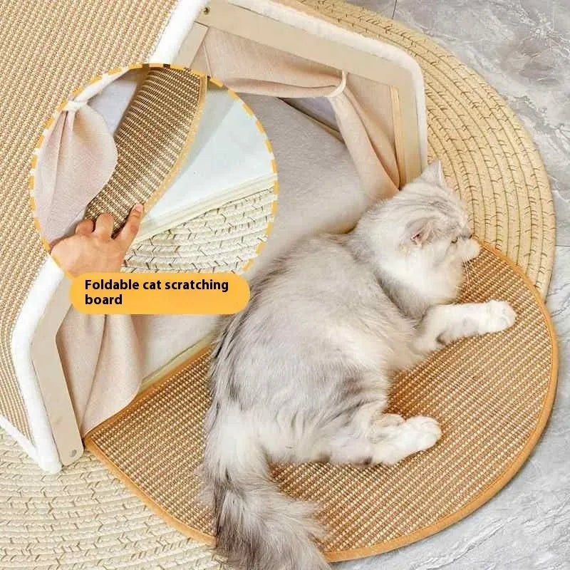 Sisal cat scratch board and cat tent with solid wood frame, cat villa in Large Size, Luxury extra large and Oversized options