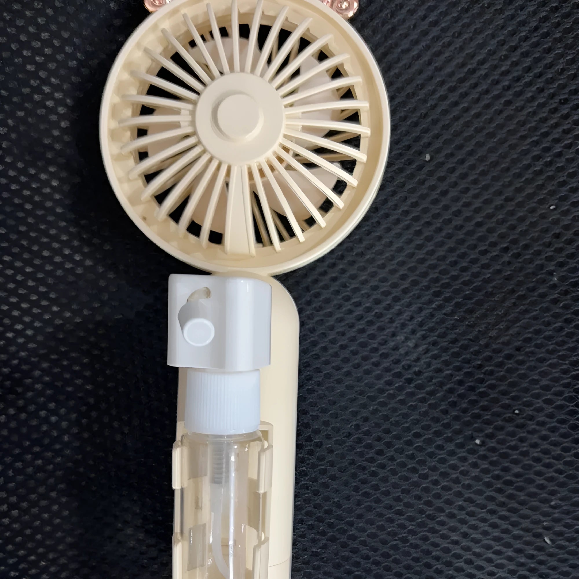 USB rechargeable personal handheld fan with flexible plastic nozzle in assorted colours.