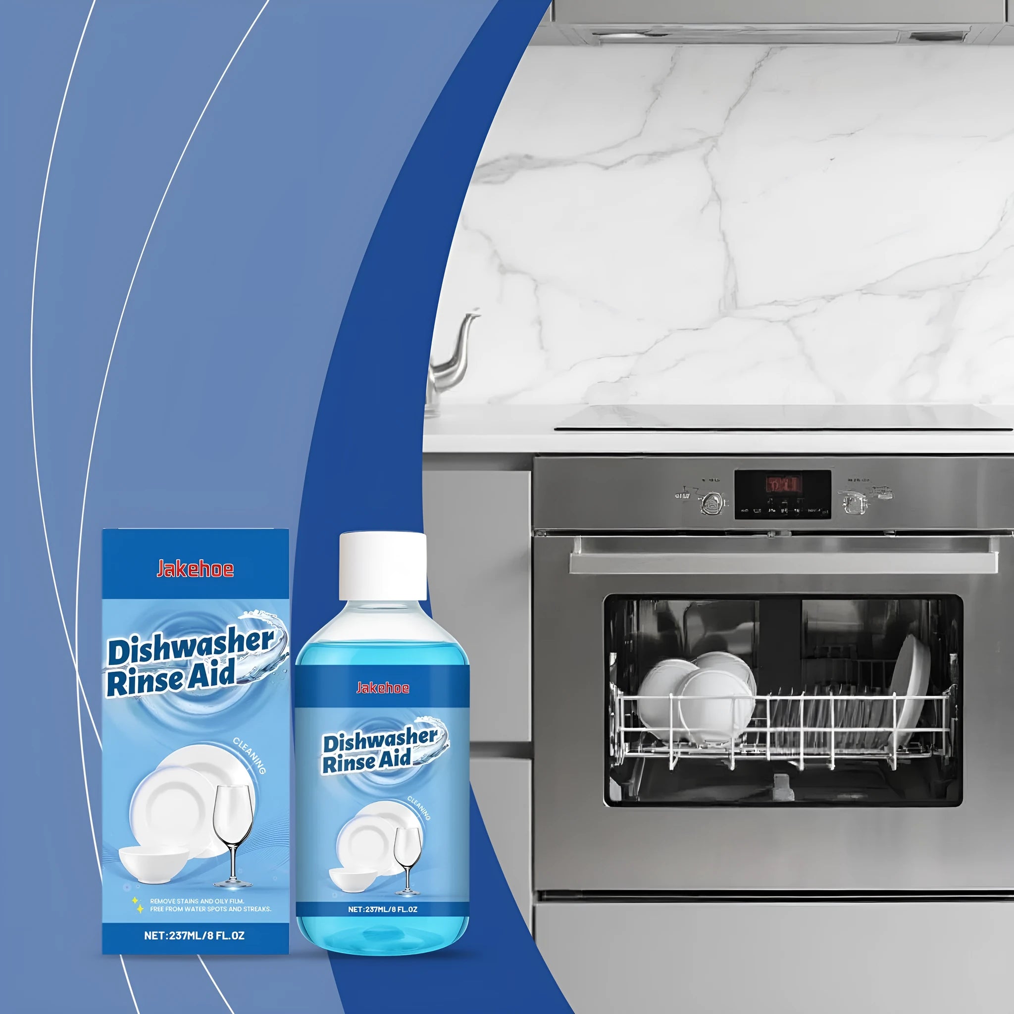 237mL dishwasher detergent aid bottle for removing stains and oil from kitchenware