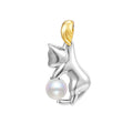 925 sterling silver clavicle chain necklace with cat pendant and pearl bead options