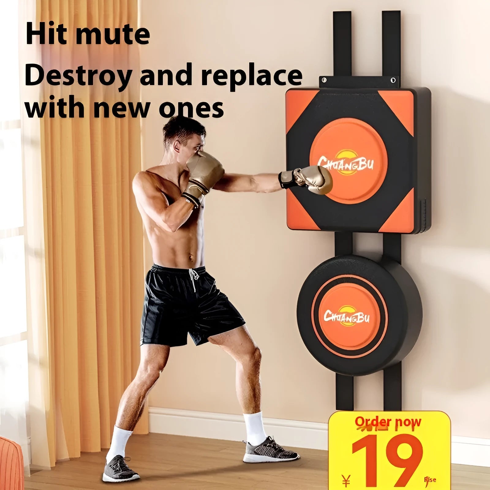 Wall-mounted boxing sandbag target hanging for home training with PU leather construction