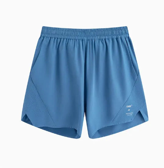 Men's black four-point stretch running shorts with laser-punched stitching detail