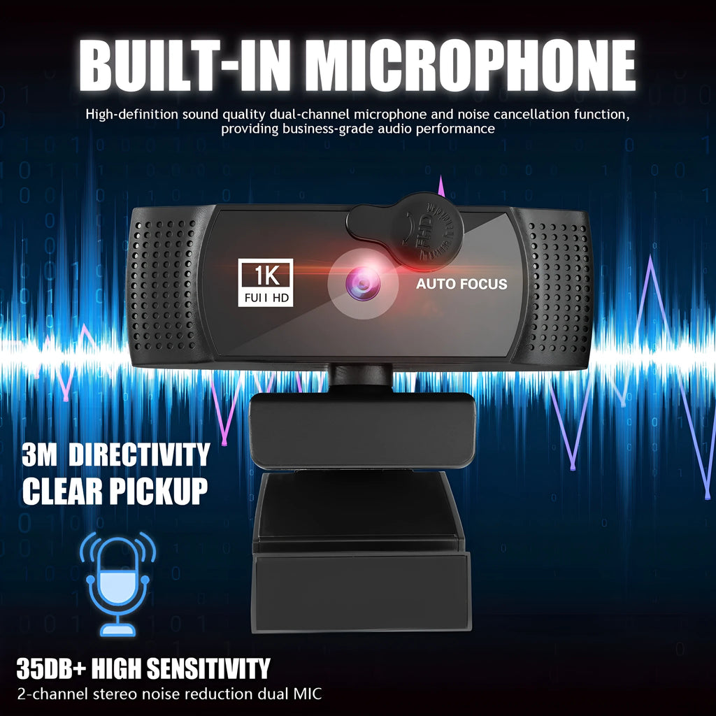 Black ABS plastic USB 3.0 computer camera with built-in microphone and 1.8 metre cable
