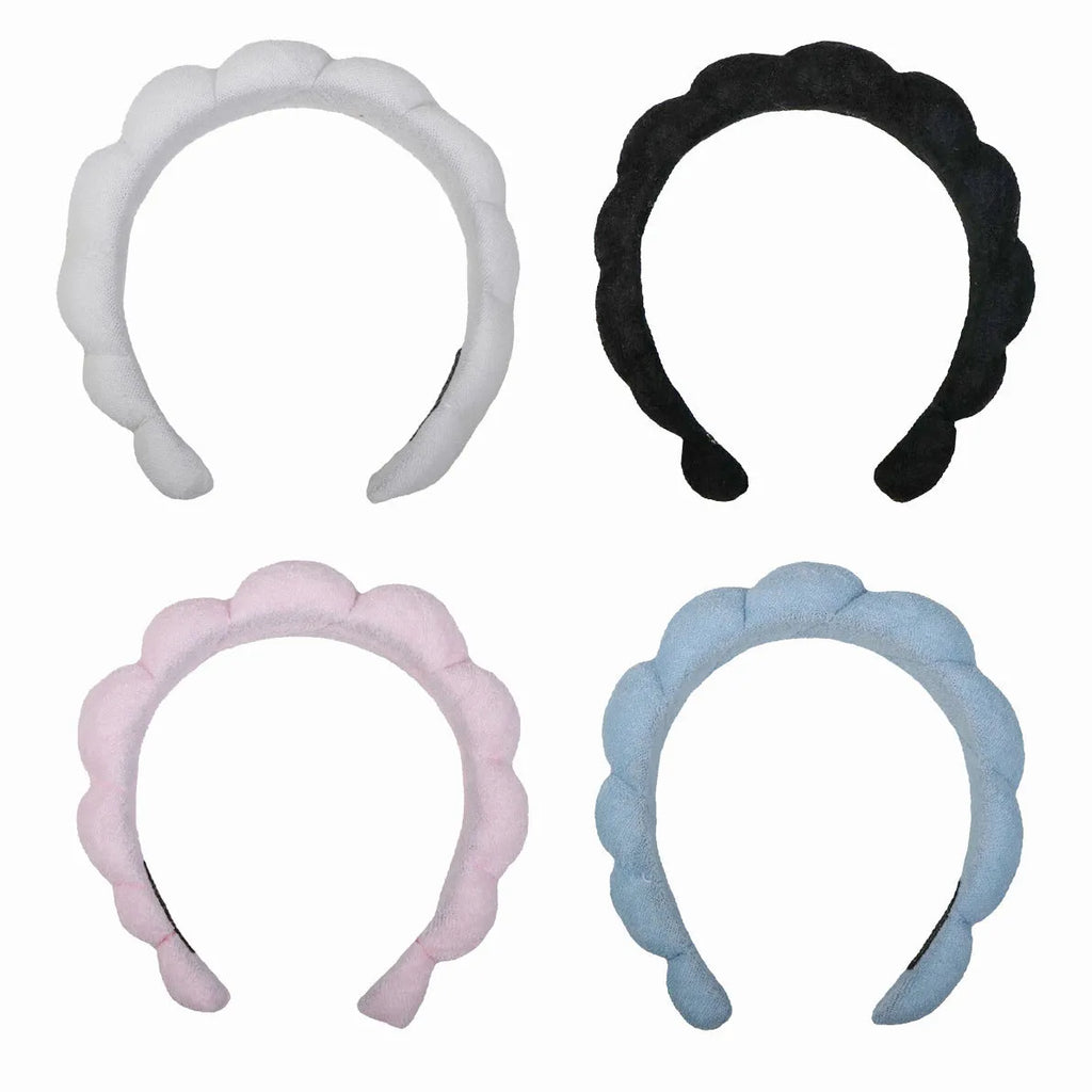 Cloth hair washing headband in black, handmade, soft material for shampoo and facial care