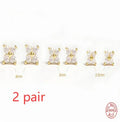 S925 sterling silver floral stud earrings in gold or platinum finish, available in 2.5mm, 3mm and 4mm sizes