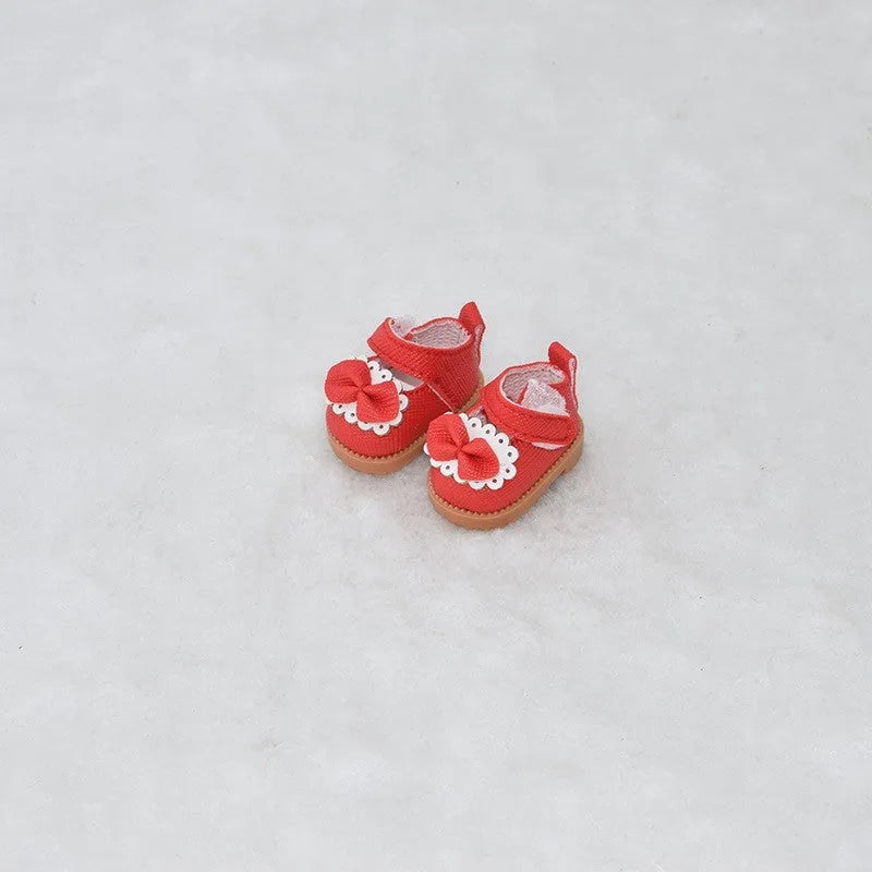17cm doll replacement shoes in multiple colours including black boots, pink heels, and white leather shoes