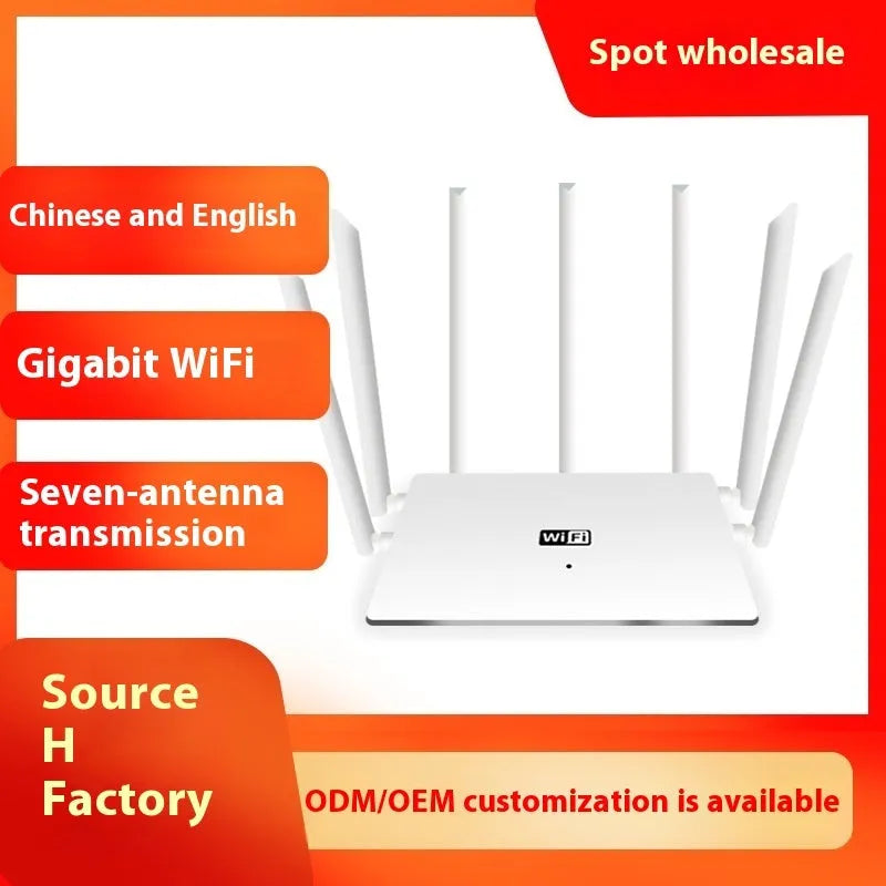 White or black dual-band 5G Gigabit wireless router with multiple external antennas for whole-home coverage.