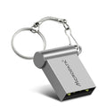 Silver metal car-shaped USB flash drive on a chain necklace showing front and side details.