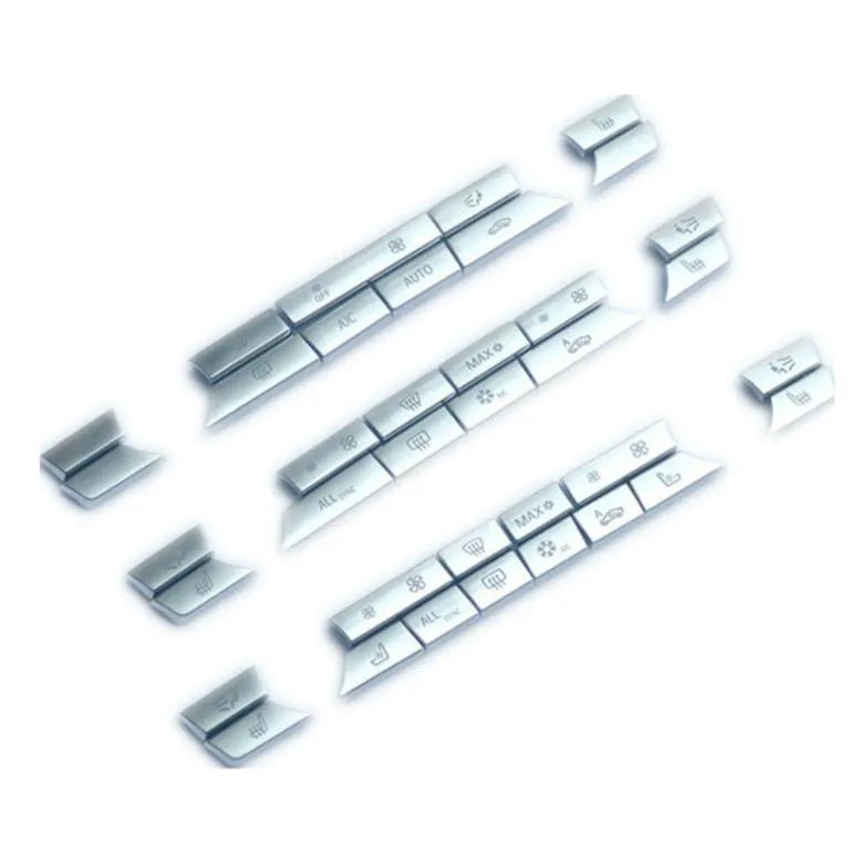 Silver automotive air conditioning button panel replacement set with air volume controls and multiple size options