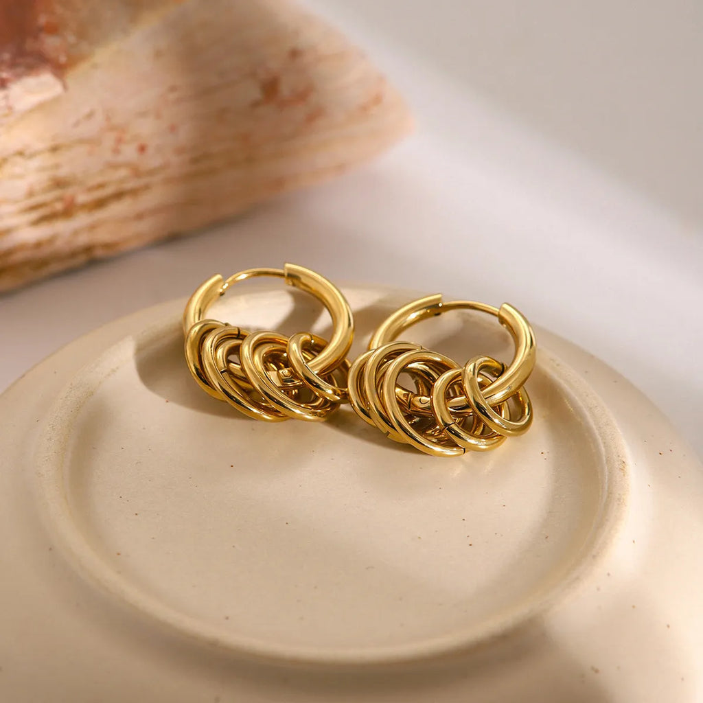 Stainless steel electroplated colour matching earrings with ins style design